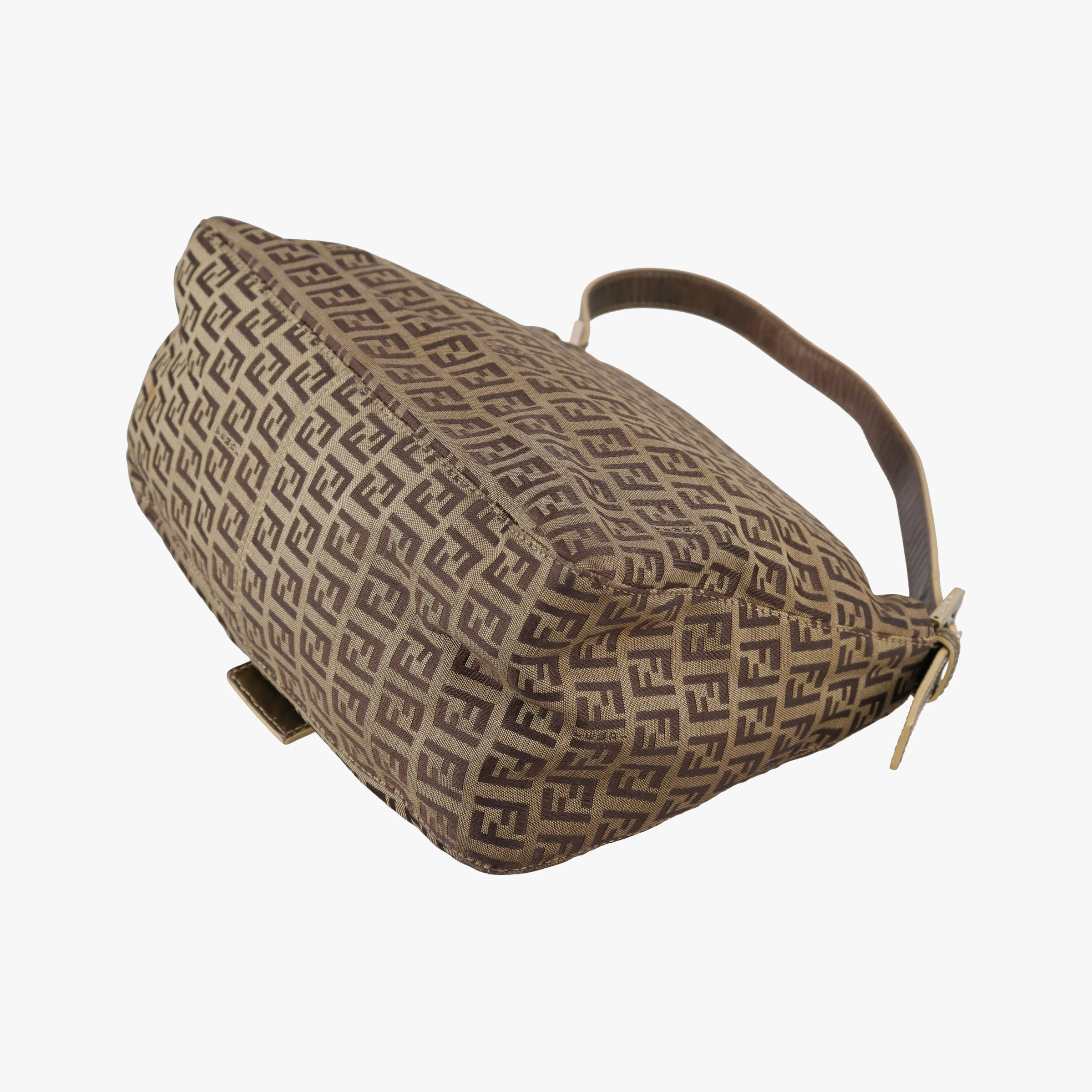 Pre-owned Fendi Baguette Zucchino Brown canvasxLeather 8BR001 shoulderbag | stylenewstar
