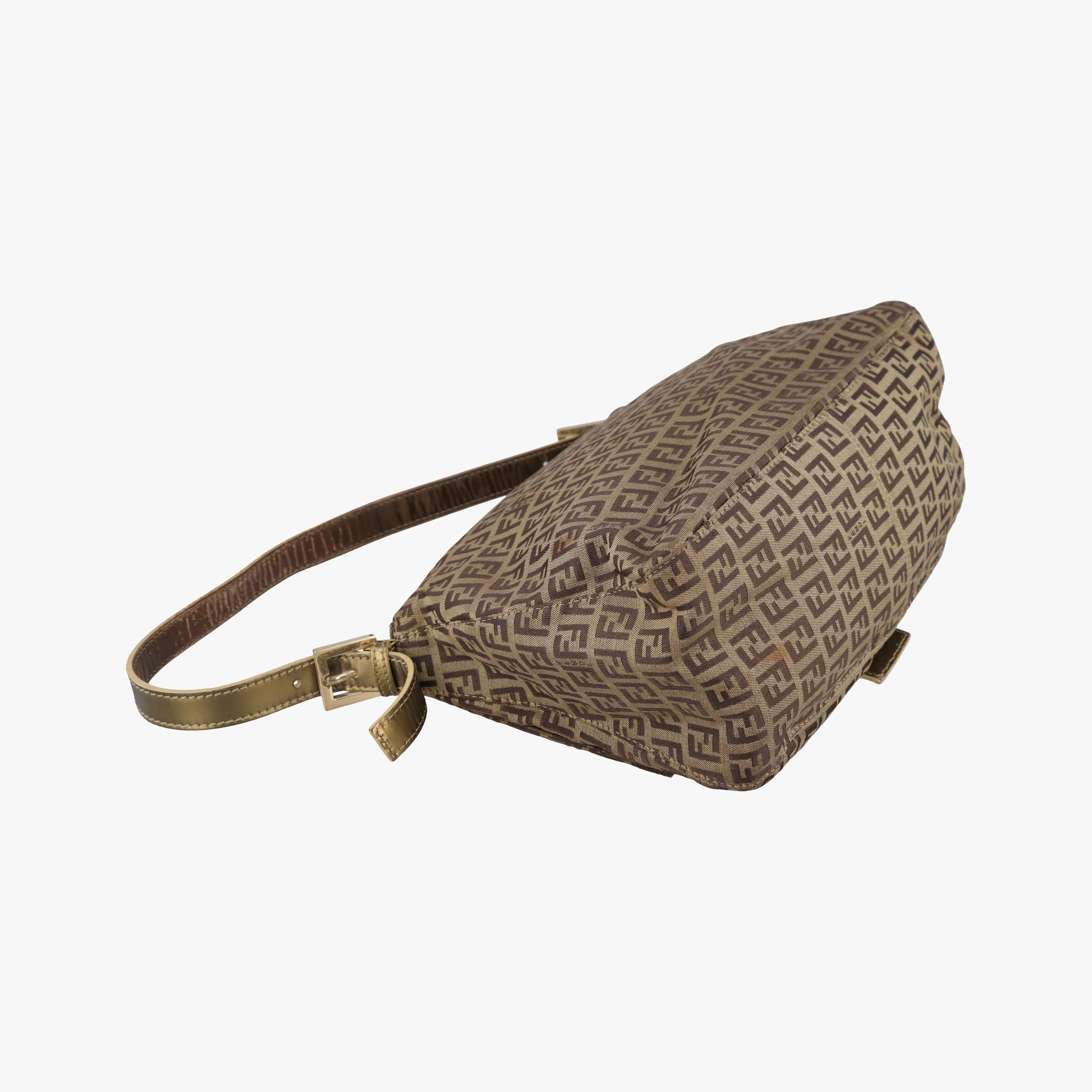 Pre-owned Fendi Baguette Zucchino Brown canvasxLeather 8BR001 shoulderbag | stylenewstar