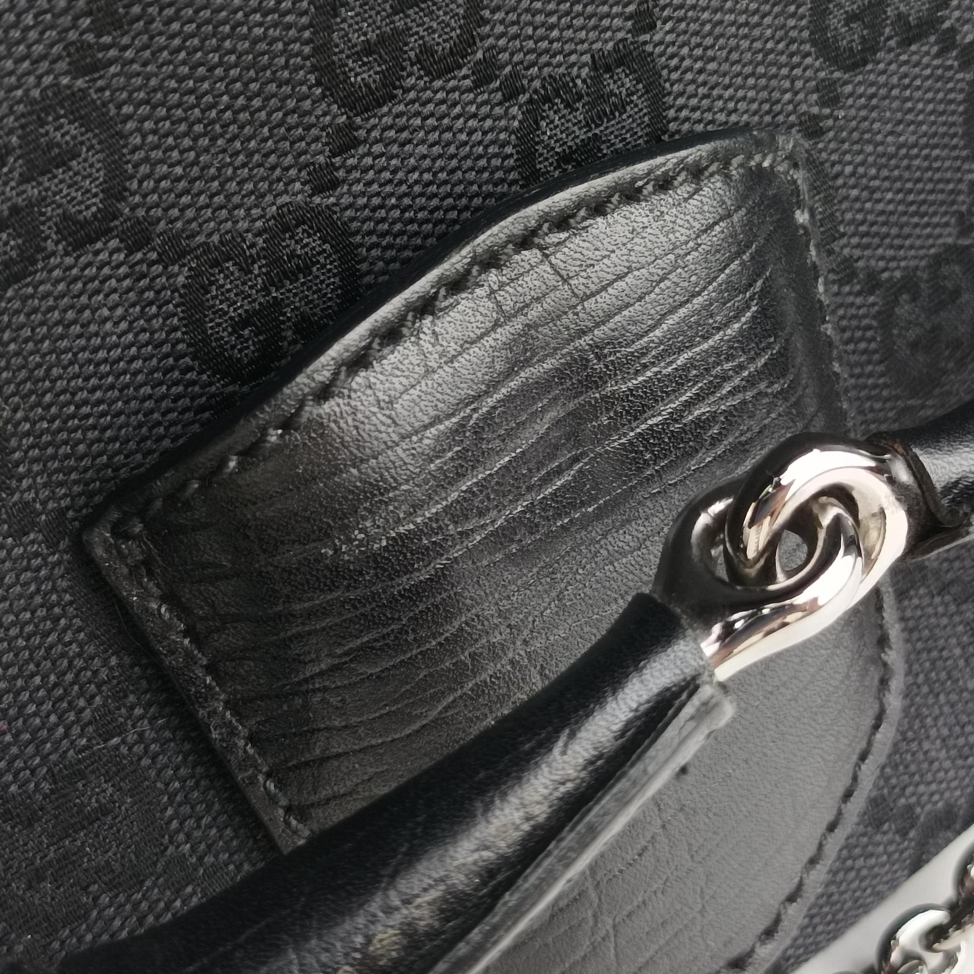 Pre-owned Gucci Horsebit Black canvas×leather 114915 shoulderbag | stylenewstar