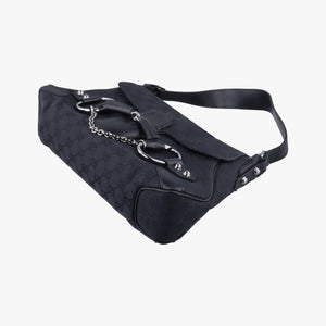Pre-owned Gucci Horsebit Black canvas×leather 114915 shoulderbag | stylenewstar