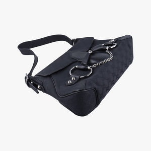 Pre-owned Gucci Horsebit Black canvas×leather 114915 shoulderbag | stylenewstar