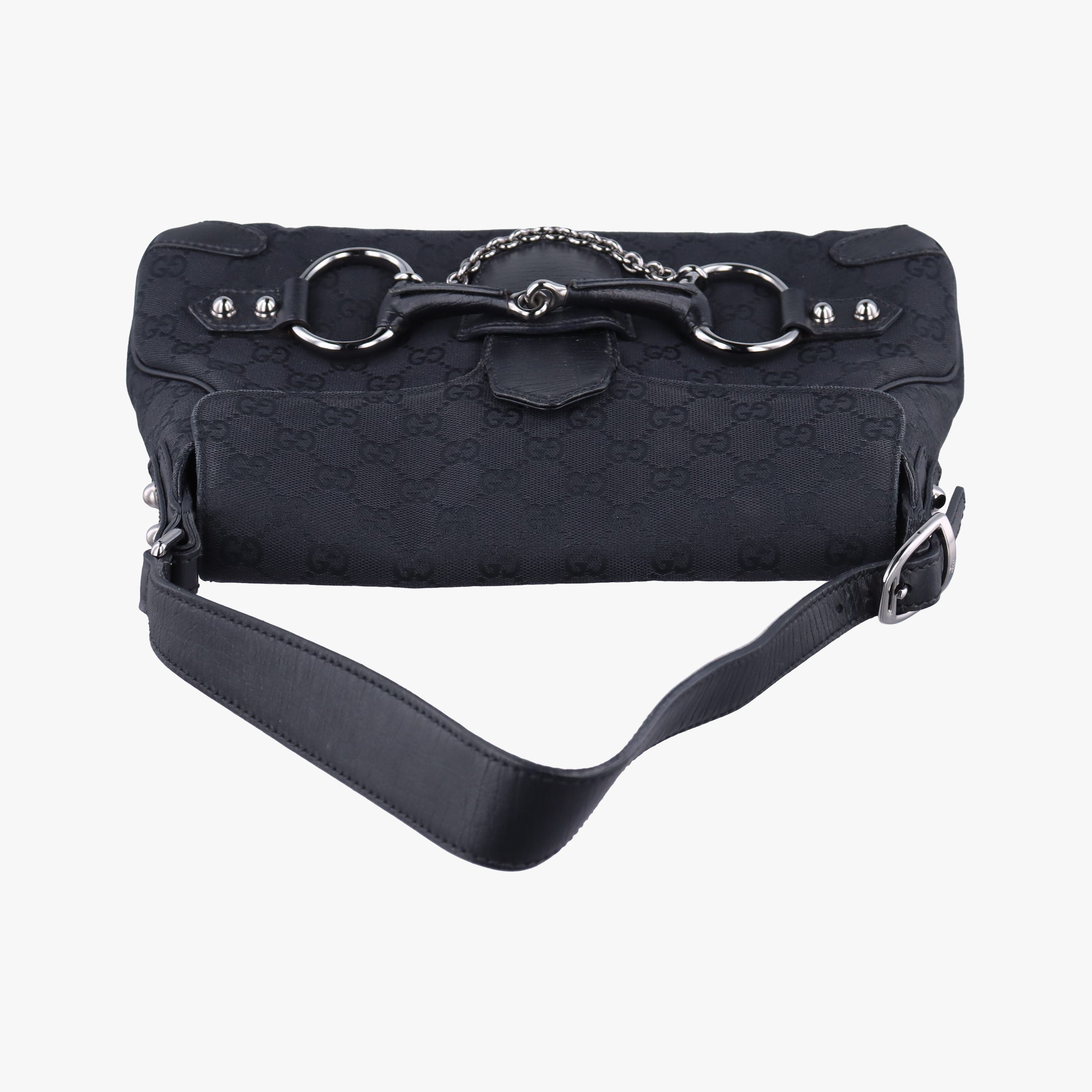 Pre-owned Gucci Horsebit Black canvas×leather 114915 shoulderbag | stylenewstar