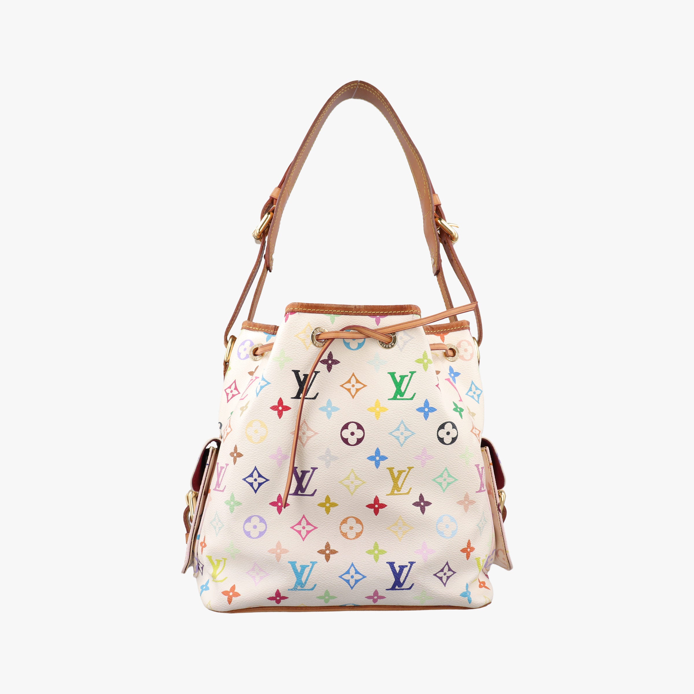 Pre-owned Louis Vuitton Petit NOé white Monogram Multicolor M42229 shoulderbag | stylenewstar