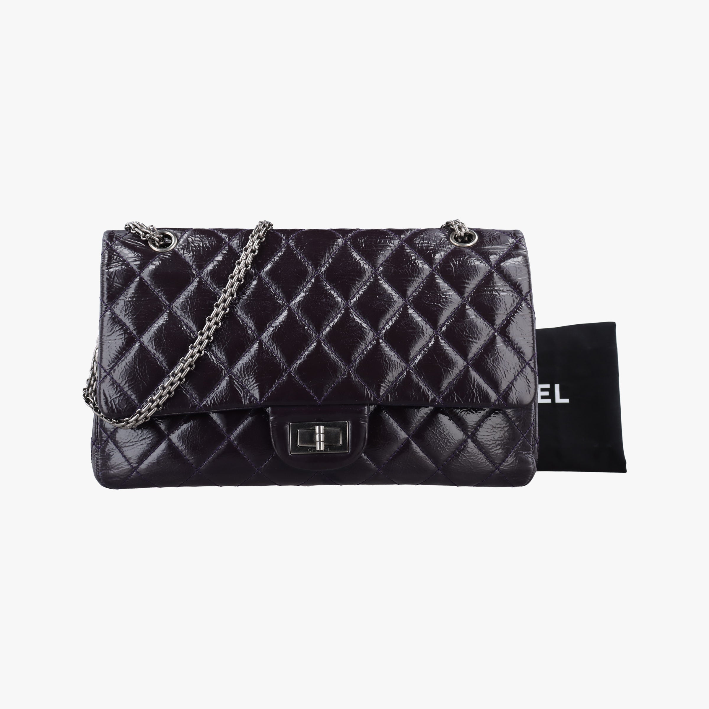 Secondhand Chanel 2.55 double flap Matelasse Purple Patent A37590 shoulderbag | stylenewstar