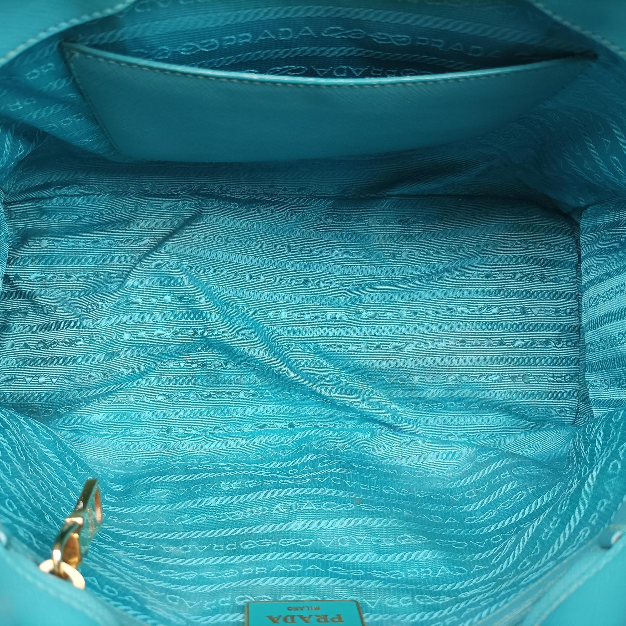 Pre-owned Prada Galleria Blue SAFFIANO Leather BN1801 handbag | stylenewstar