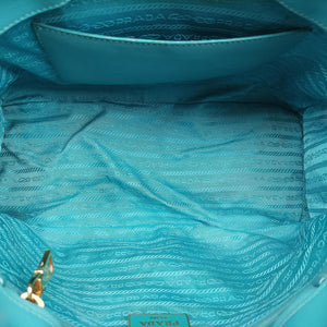 Pre-owned Prada Galleria Blue SAFFIANO Leather BN1801 handbag | stylenewstar