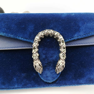 Pre-owned Gucci Dionysus Navy velour 476432 shoulderbag | stylenewstar