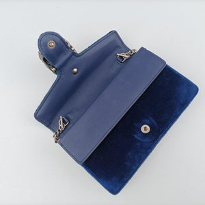 Pre-owned Gucci Dionysus Navy velour 476432 shoulderbag | stylenewstar