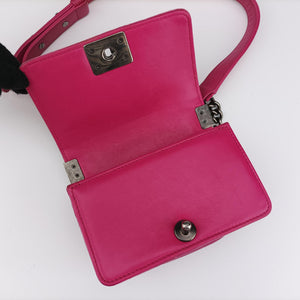 Pre-owned Chanel BOY CHANEL Pink velour A67364 shoulderbag | stylenewstar