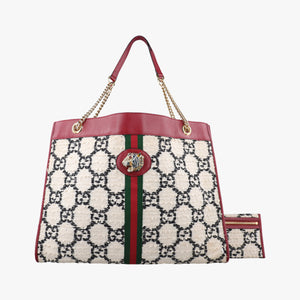 Secondhand Gucci Rajah White×red tweed × leather 537219 handbag | stylenewstar