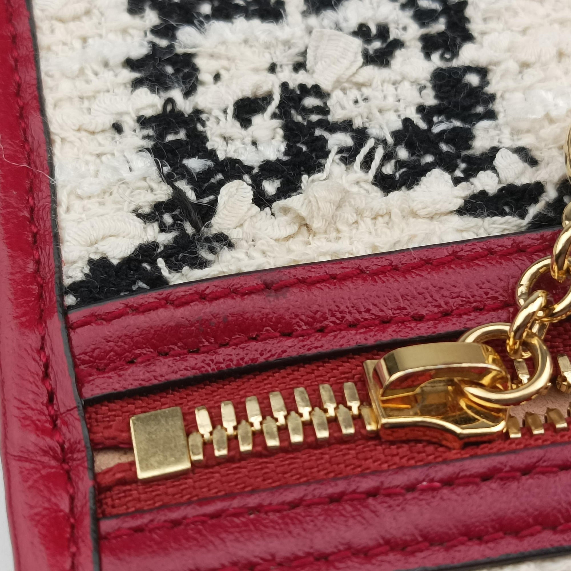 Secondhand Gucci Rajah White×red tweed × leather 537219 handbag | stylenewstar
