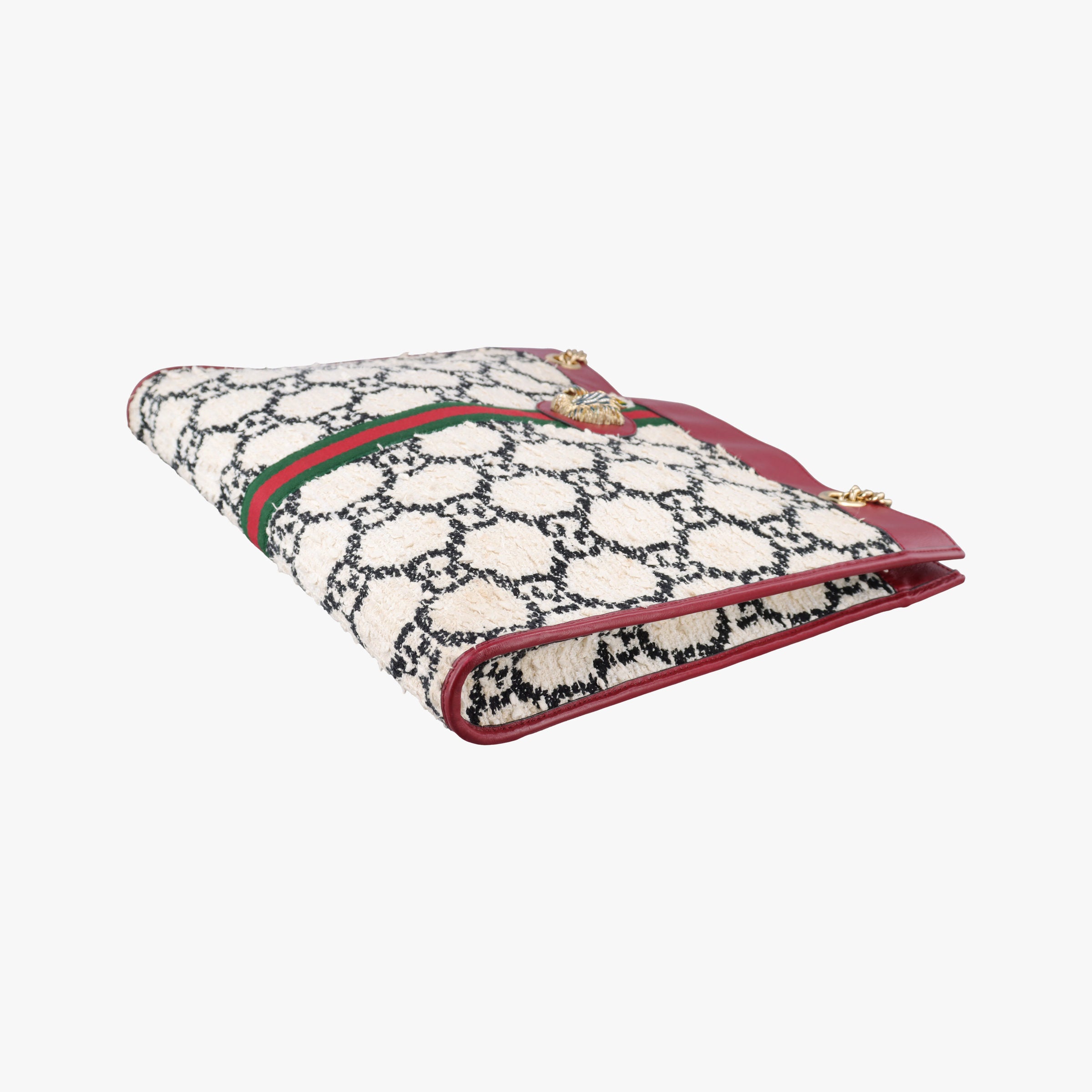 Secondhand Gucci Rajah White×red tweed × leather 537219 handbag | stylenewstar