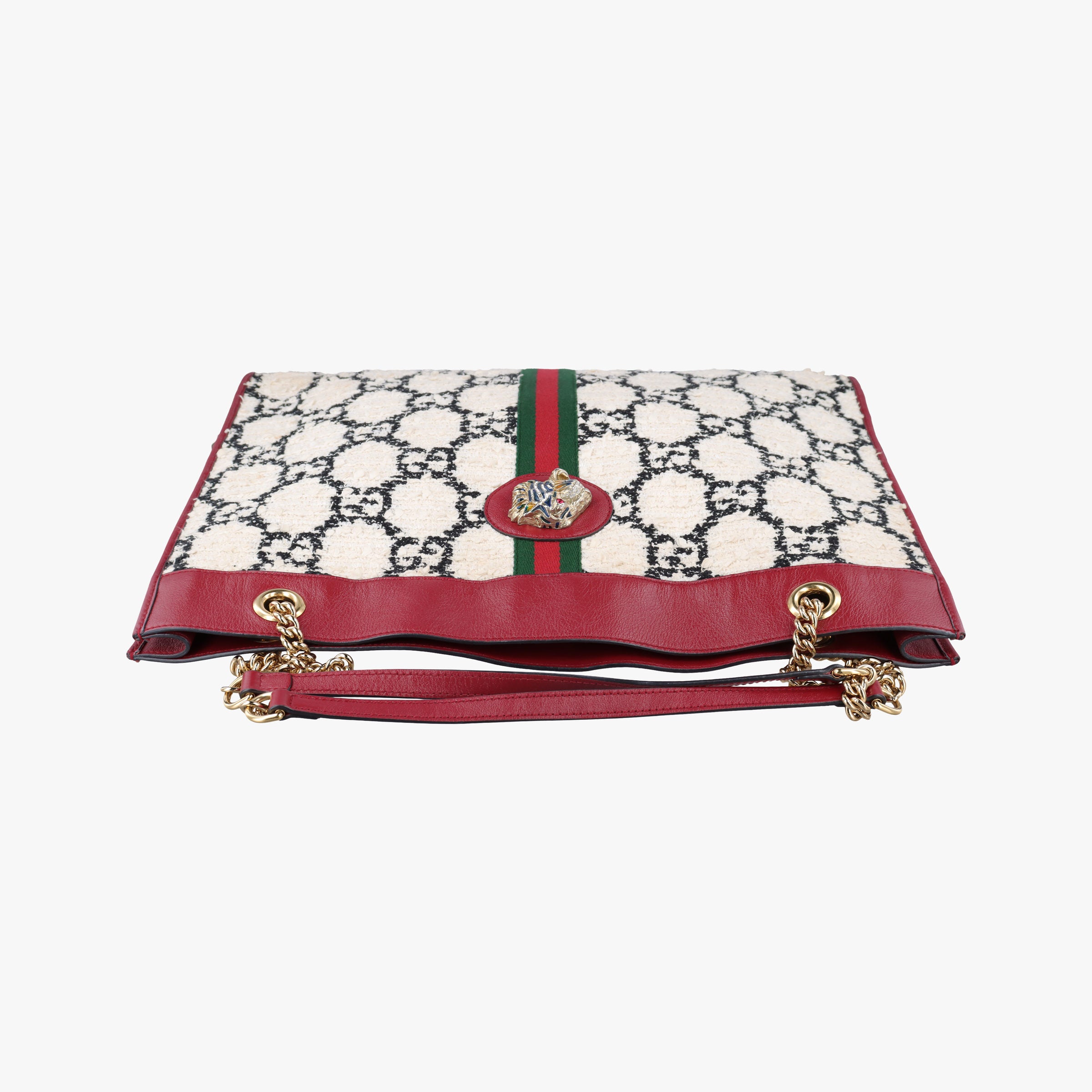 Secondhand Gucci Rajah White×red tweed × leather 537219 handbag | stylenewstar