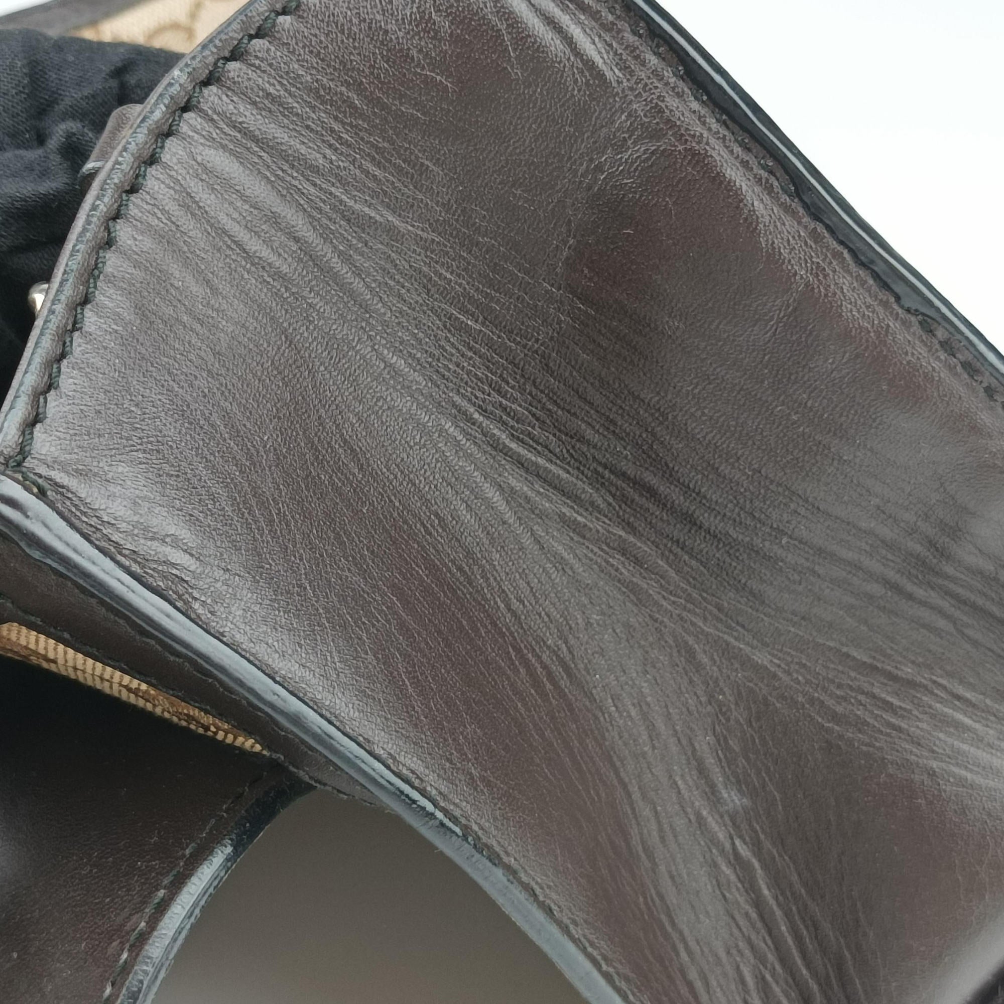 Pre-owned Gucci Emily beige×brown canvas×leather 295402 shoulderbag | stylenewstar
