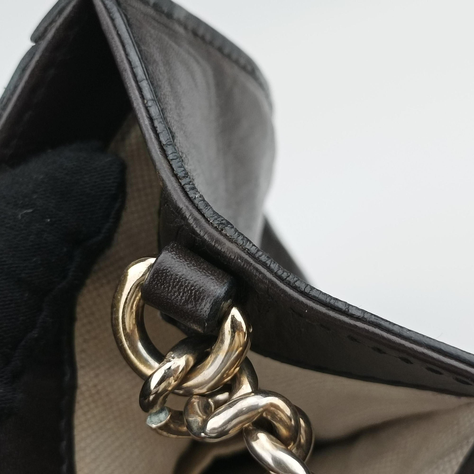 Pre-owned Gucci Emily beige×brown canvas×leather 295402 shoulderbag | stylenewstar