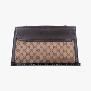 Pre-owned Gucci Emily beige×brown canvas×leather 295402 shoulderbag | stylenewstar