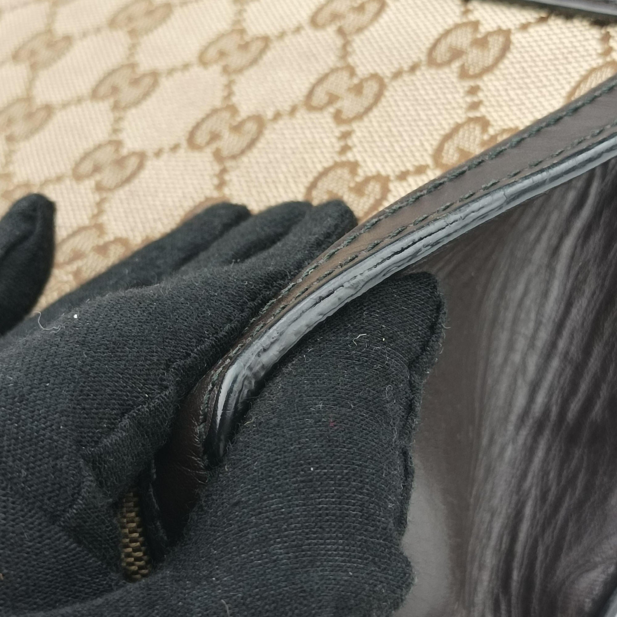 Pre-owned Gucci Emily beige×brown canvas×leather 295402 shoulderbag | stylenewstar