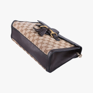 Pre-owned Gucci Emily beige×brown canvas×leather 295402 shoulderbag | stylenewstar