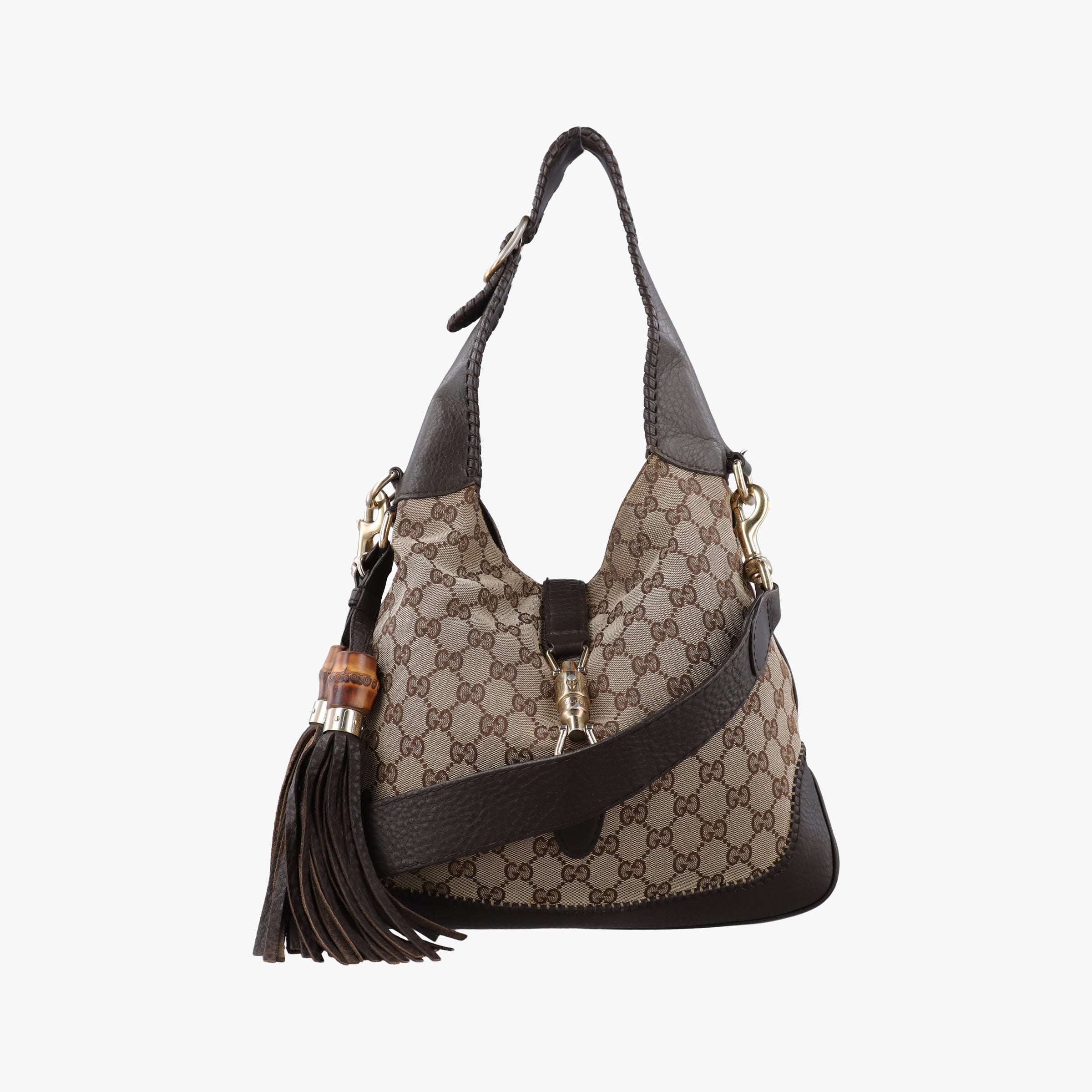 Vintage Gucci New Jackie Brown × Beige canvas×leather 219725 shoulderbag | stylenewstar