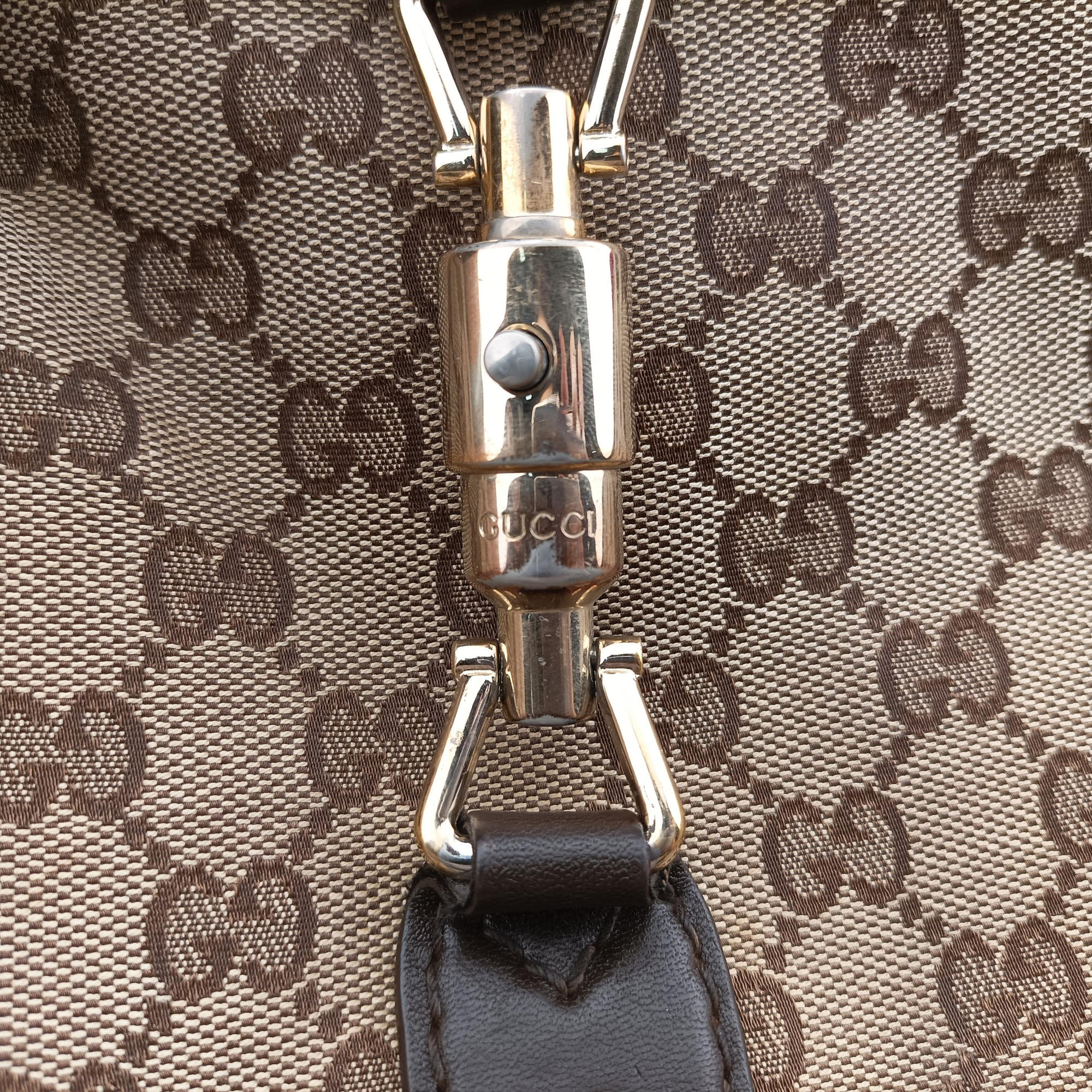 Vintage Gucci New Jackie Brown × Beige canvas×leather 219725 shoulderbag | stylenewstar