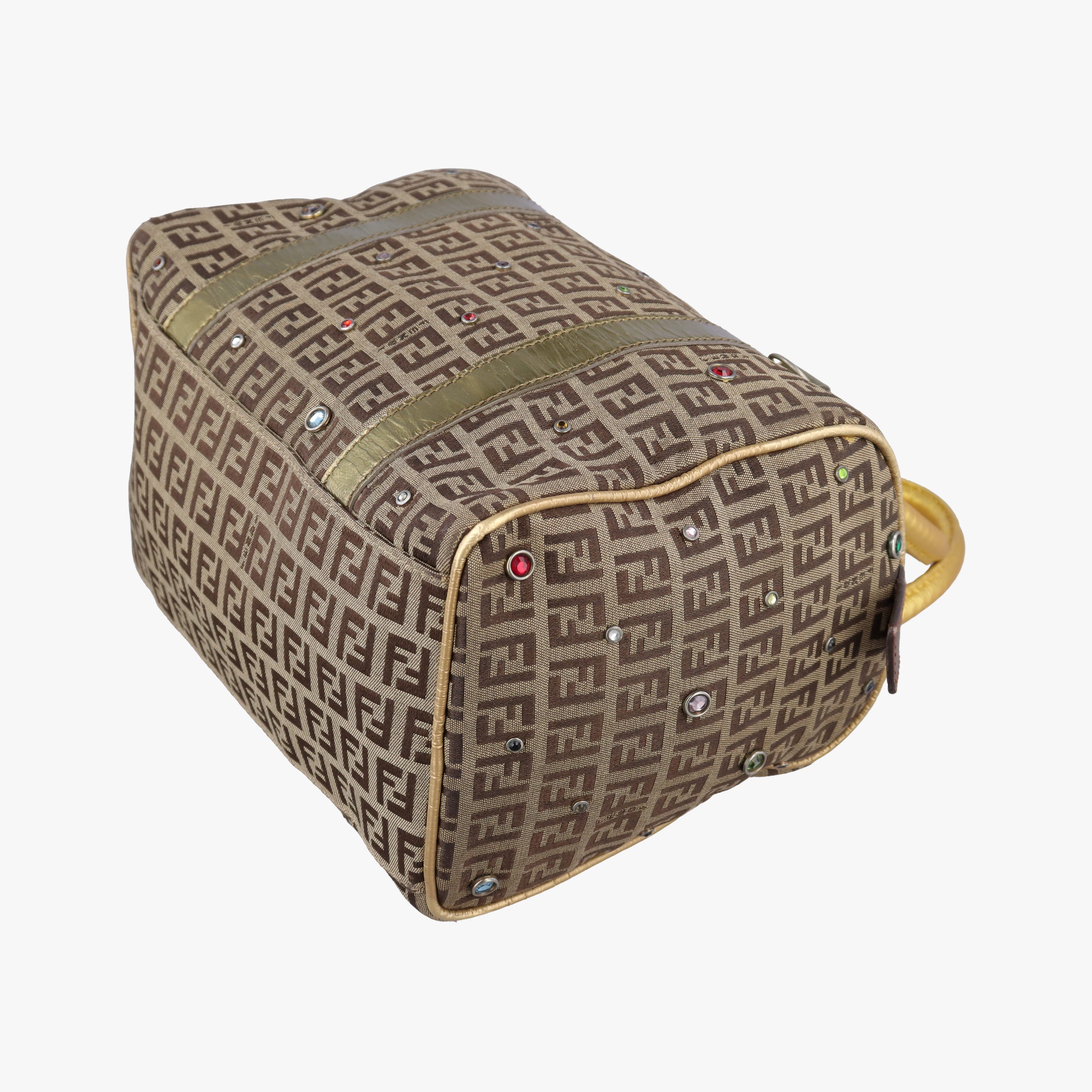 Pre-owned Fendi Zucchino Glitter Logo Multicolour canvas 8BL068 handbag | stylenewstar