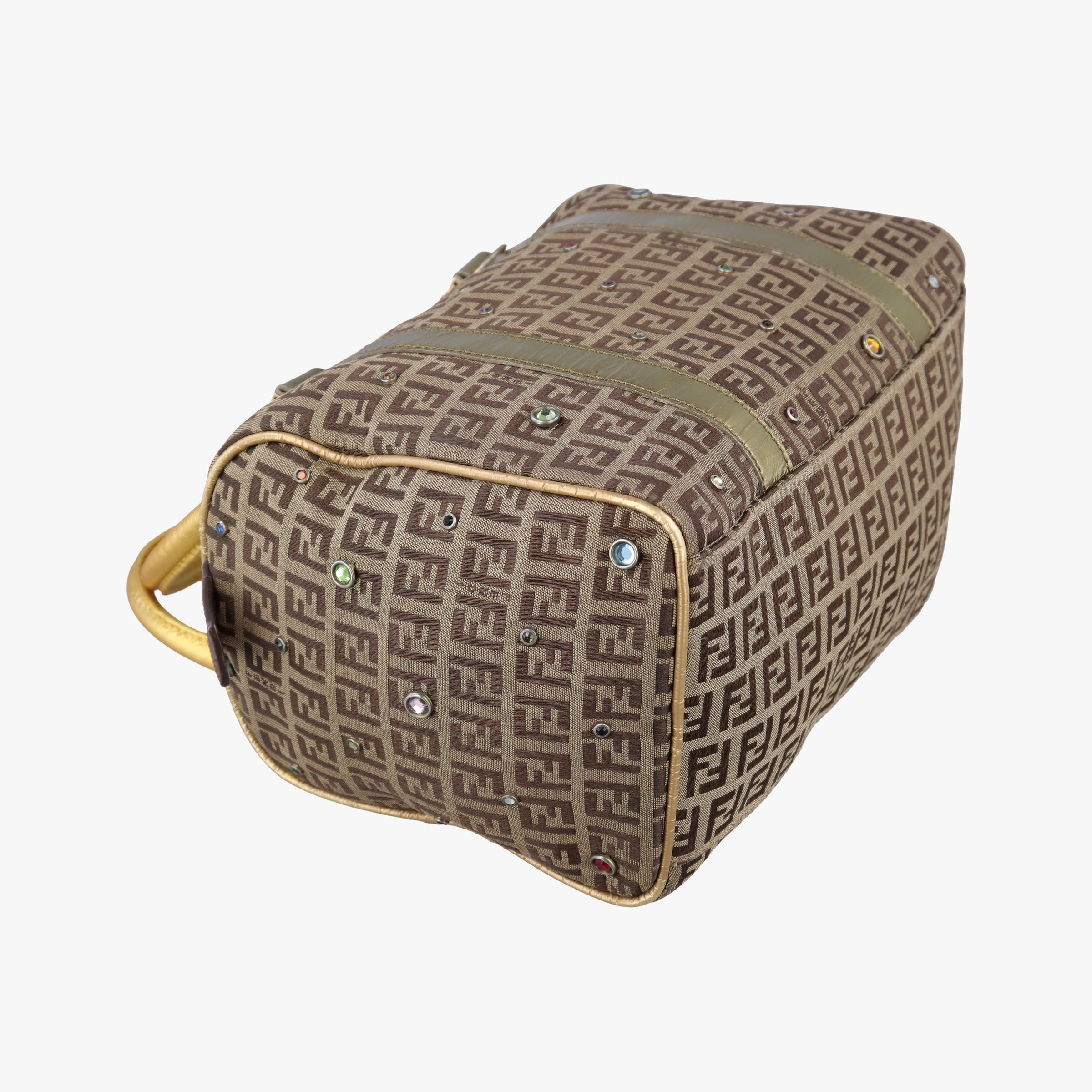 Pre-owned Fendi Zucchino Glitter Logo Multicolour canvas 8BL068 handbag | stylenewstar