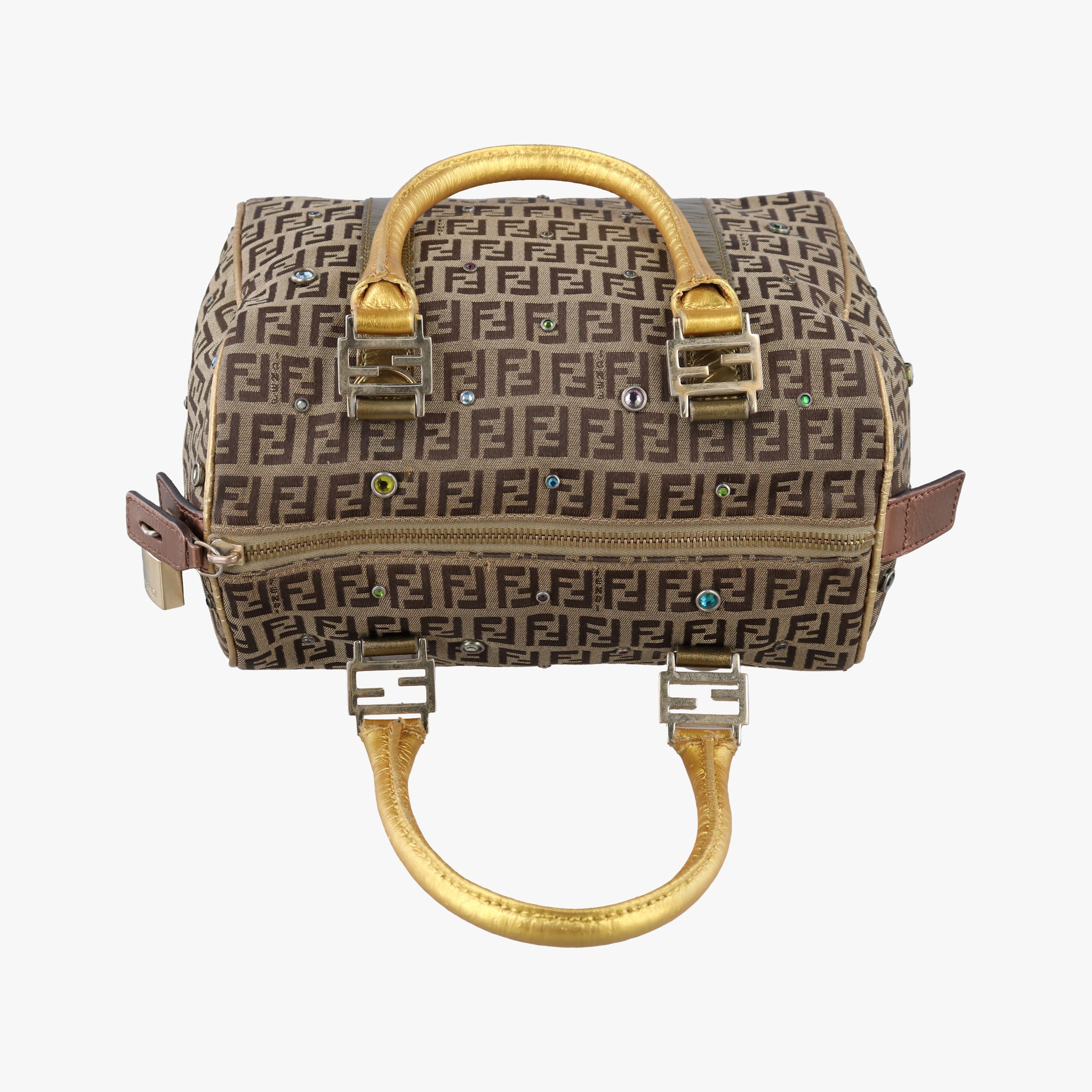 Pre-owned Fendi Zucchino Glitter Logo Multicolour canvas 8BL068 handbag | stylenewstar