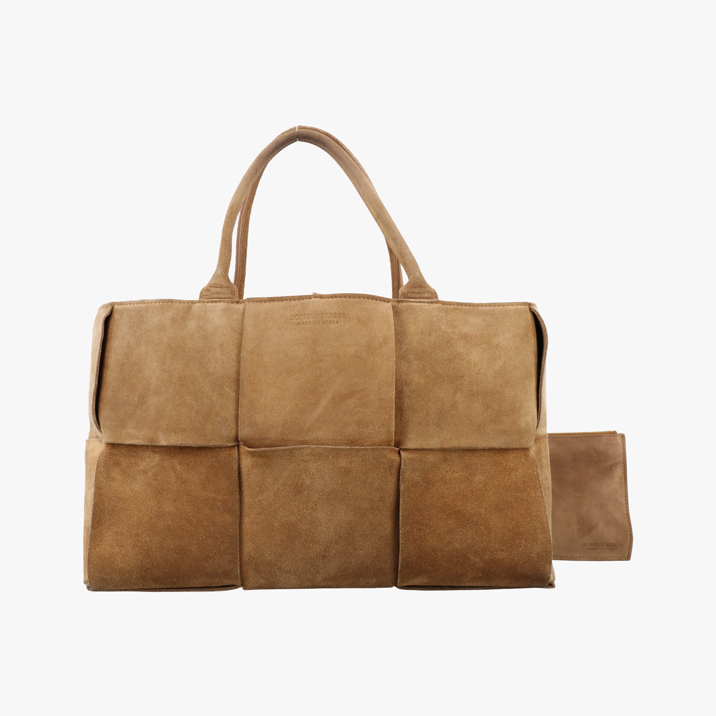 Vintage Bottega Veneta THE ARCO Tote middle Brown Suede  handbag | stylenewstar