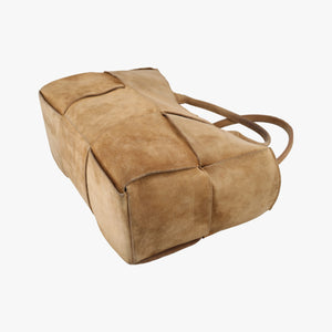 Vintage Bottega Veneta THE ARCO Tote middle Brown Suede  handbag | stylenewstar