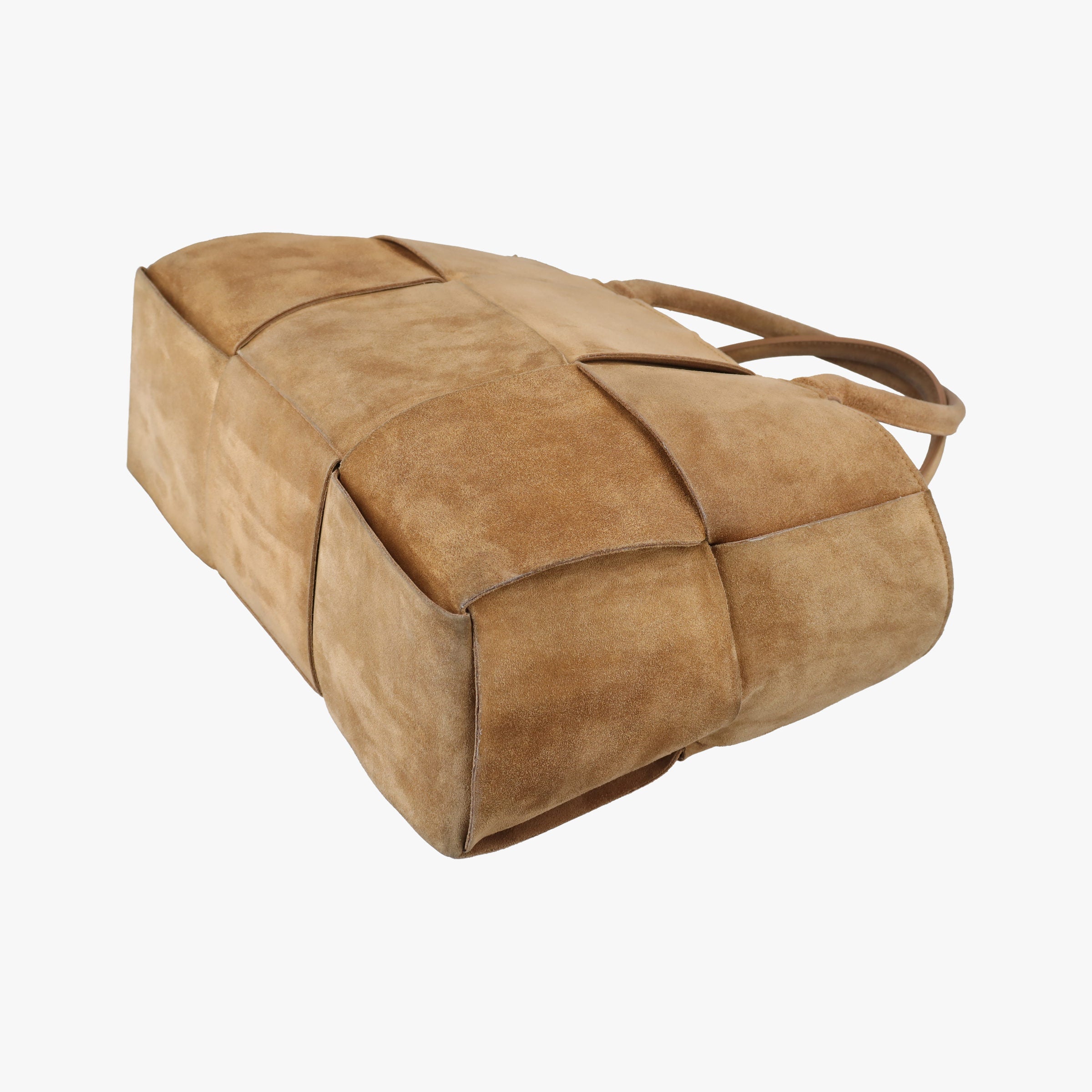 Vintage Bottega Veneta THE ARCO Tote middle Brown Suede  handbag | stylenewstar