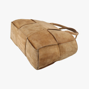 Vintage Bottega Veneta THE ARCO Tote middle Brown Suede  handbag | stylenewstar