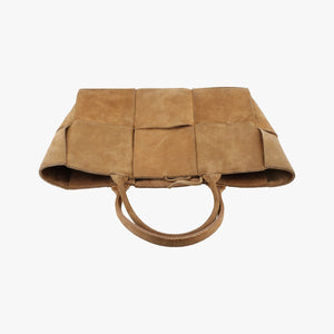 Vintage Bottega Veneta THE ARCO Tote middle Brown Suede  handbag | stylenewstar