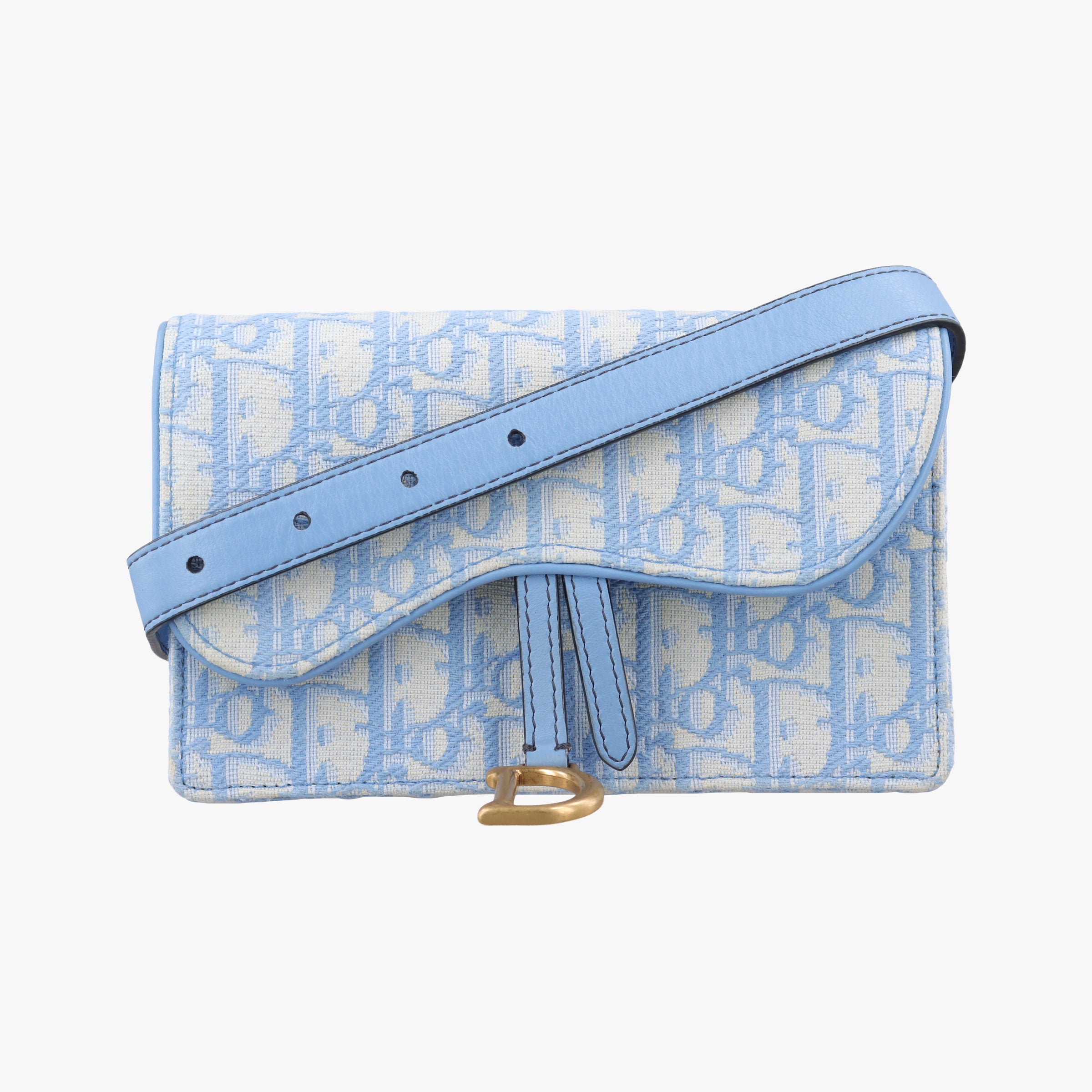 Pre-owned Christian Dior Saddle White × Blue jacquard  bum bag/waist bag | stylenewstar