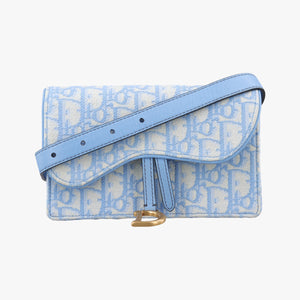 Pre-owned Christian Dior Saddle White × Blue jacquard  bum bag/waist bag | stylenewstar
