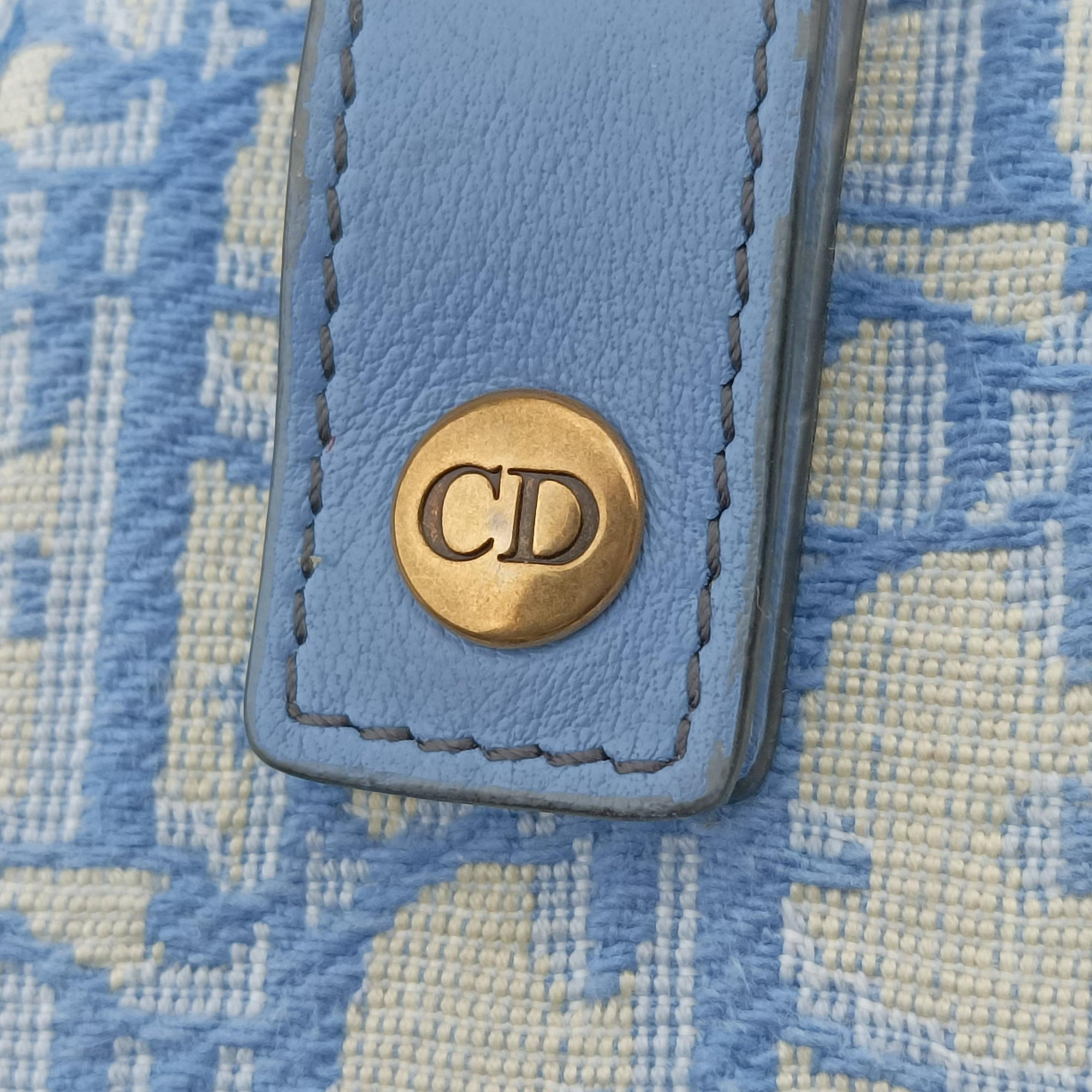 Pre-owned Christian Dior Saddle White × Blue jacquard  bum bag/waist bag | stylenewstar