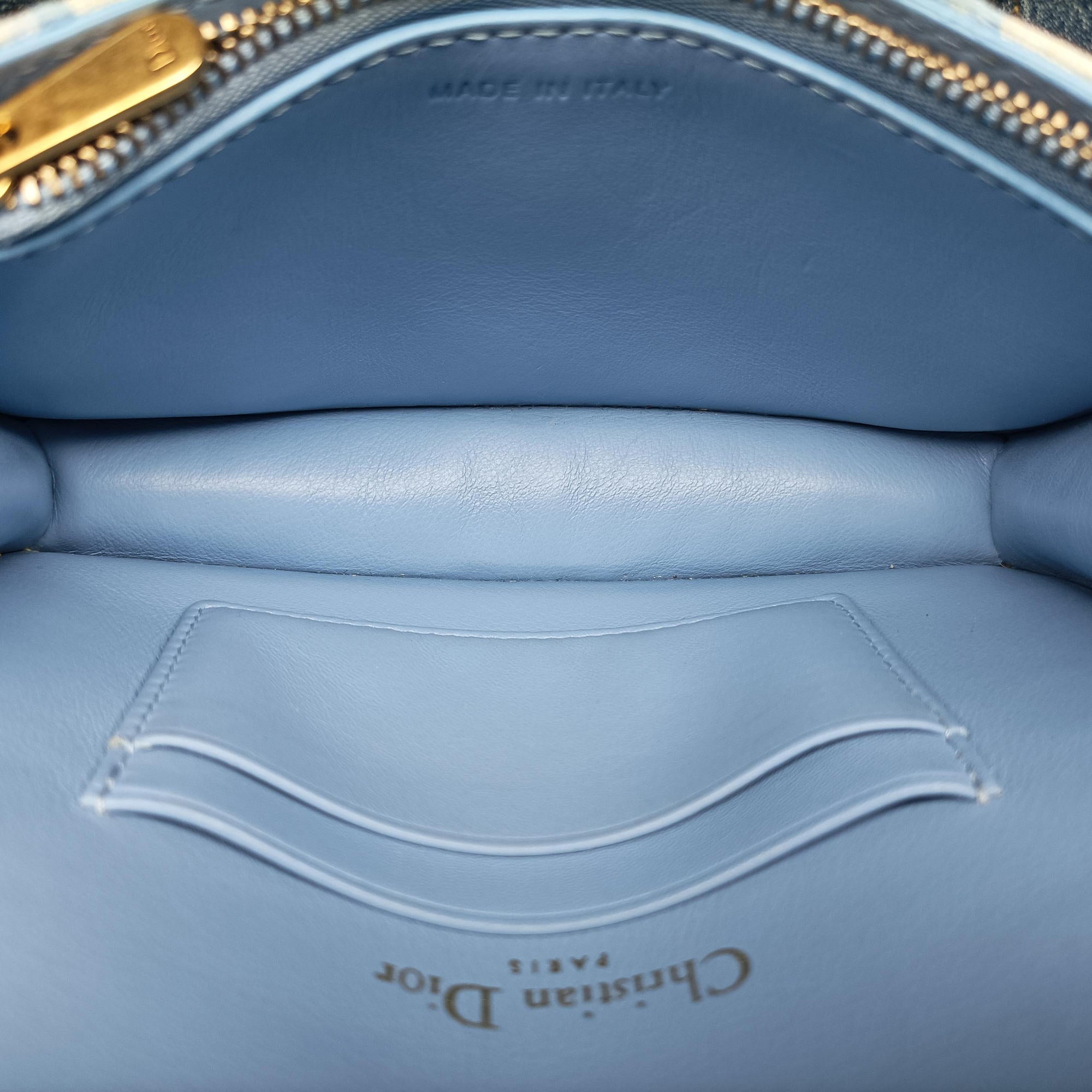 Pre-owned Christian Dior Saddle White × Blue jacquard  bum bag/waist bag | stylenewstar