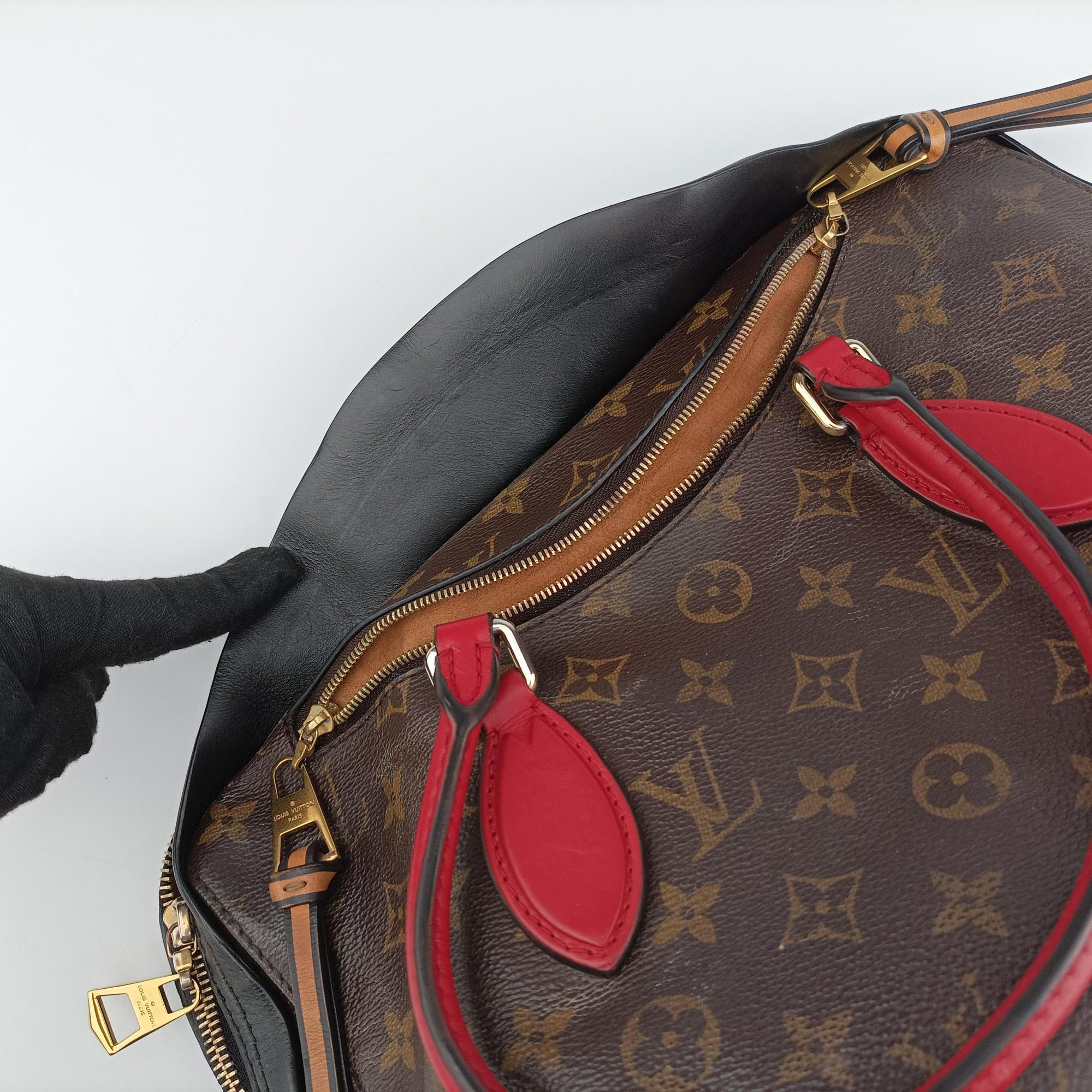 Vintage Louis Vuitton TUILERIES tote Brown×Noir×Red Monogram Canvas ácalf leather M41454 handbag | stylenewstar