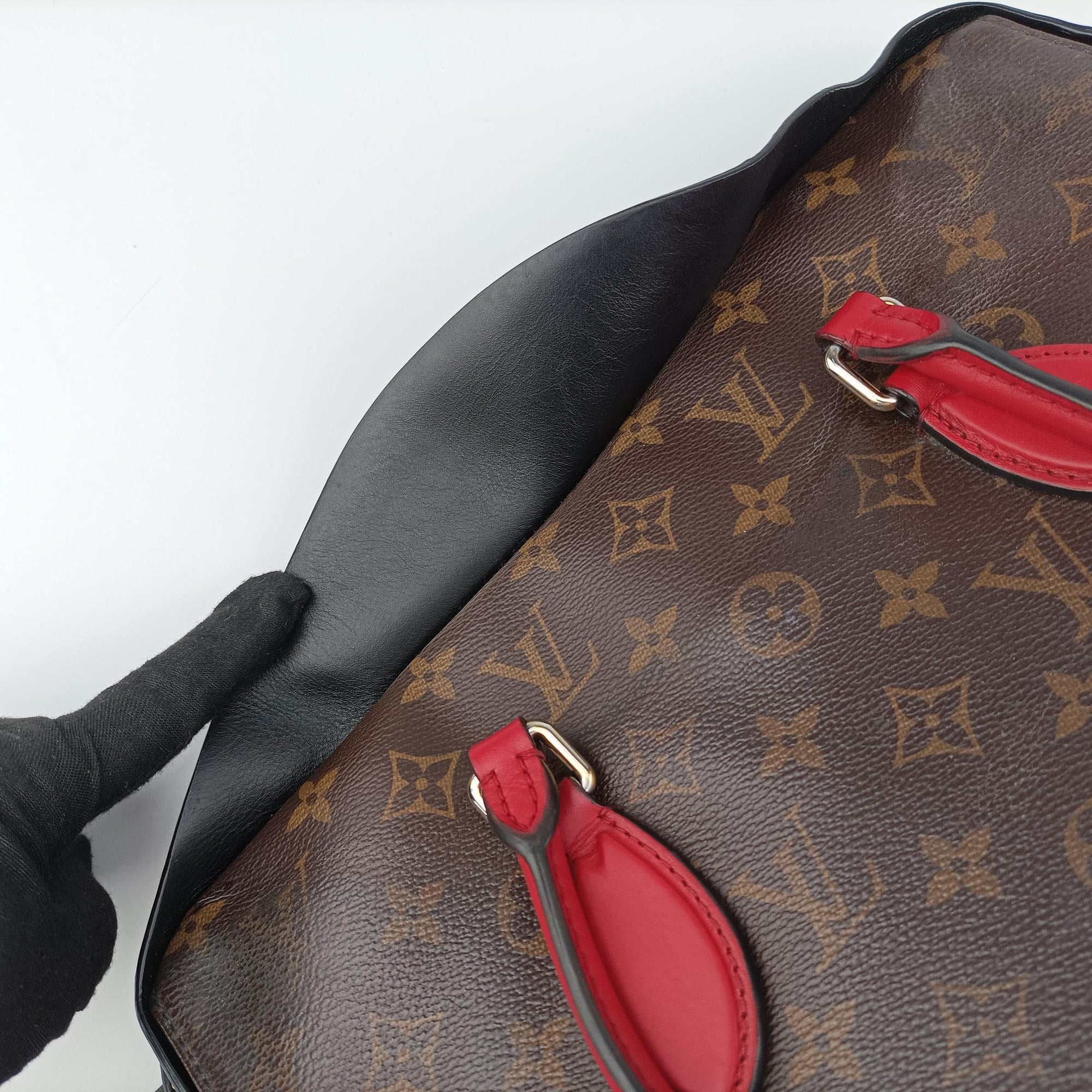Vintage Louis Vuitton TUILERIES tote Brown×Noir×Red Monogram Canvas ácalf leather M41454 handbag | stylenewstar