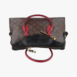 Vintage Louis Vuitton TUILERIES tote Brown×Noir×Red Monogram Canvas ácalf leather M41454 handbag | stylenewstar