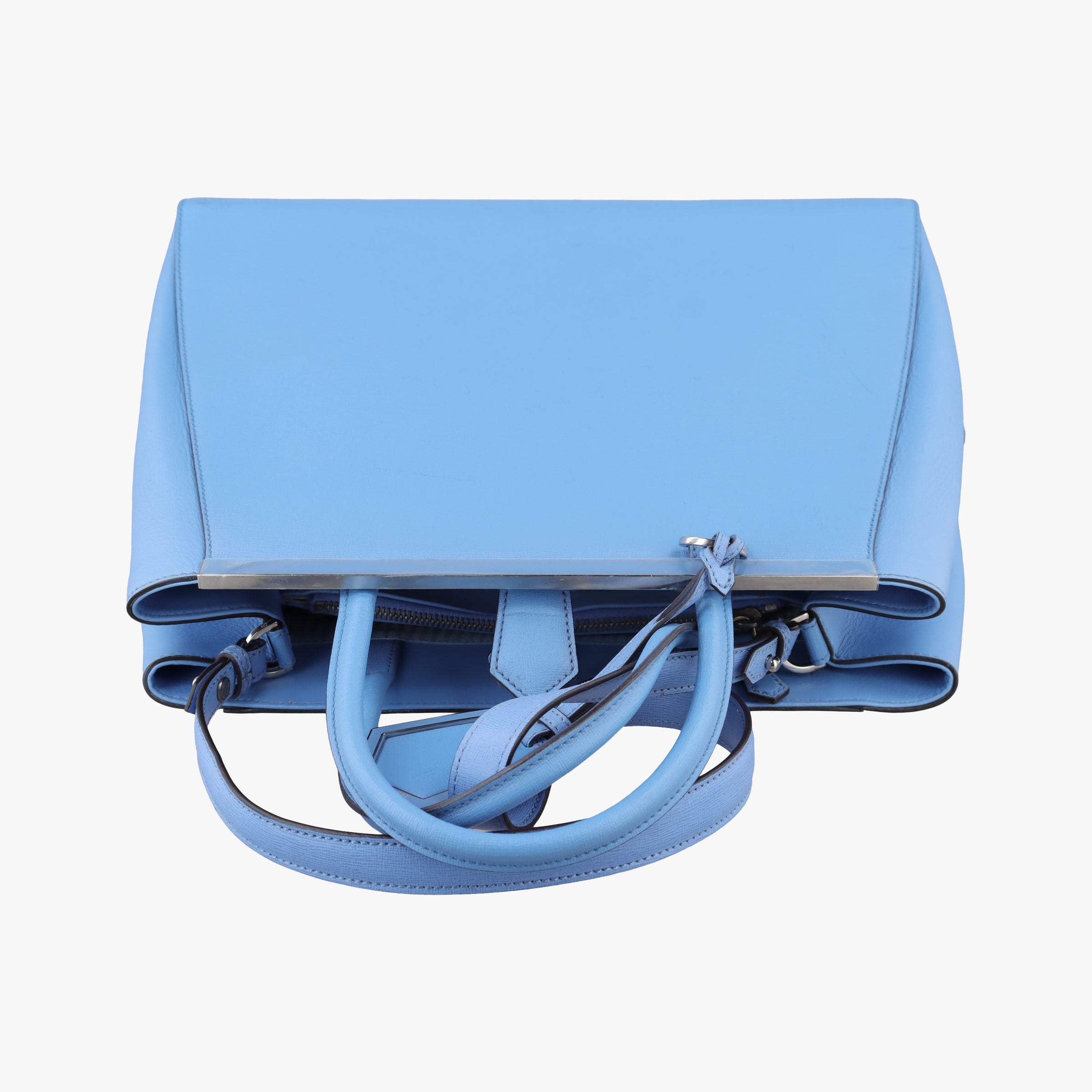 Pre-owned Fendi 2 JOURS Blue Leather 8BH250 shoulderbag | stylenewstar