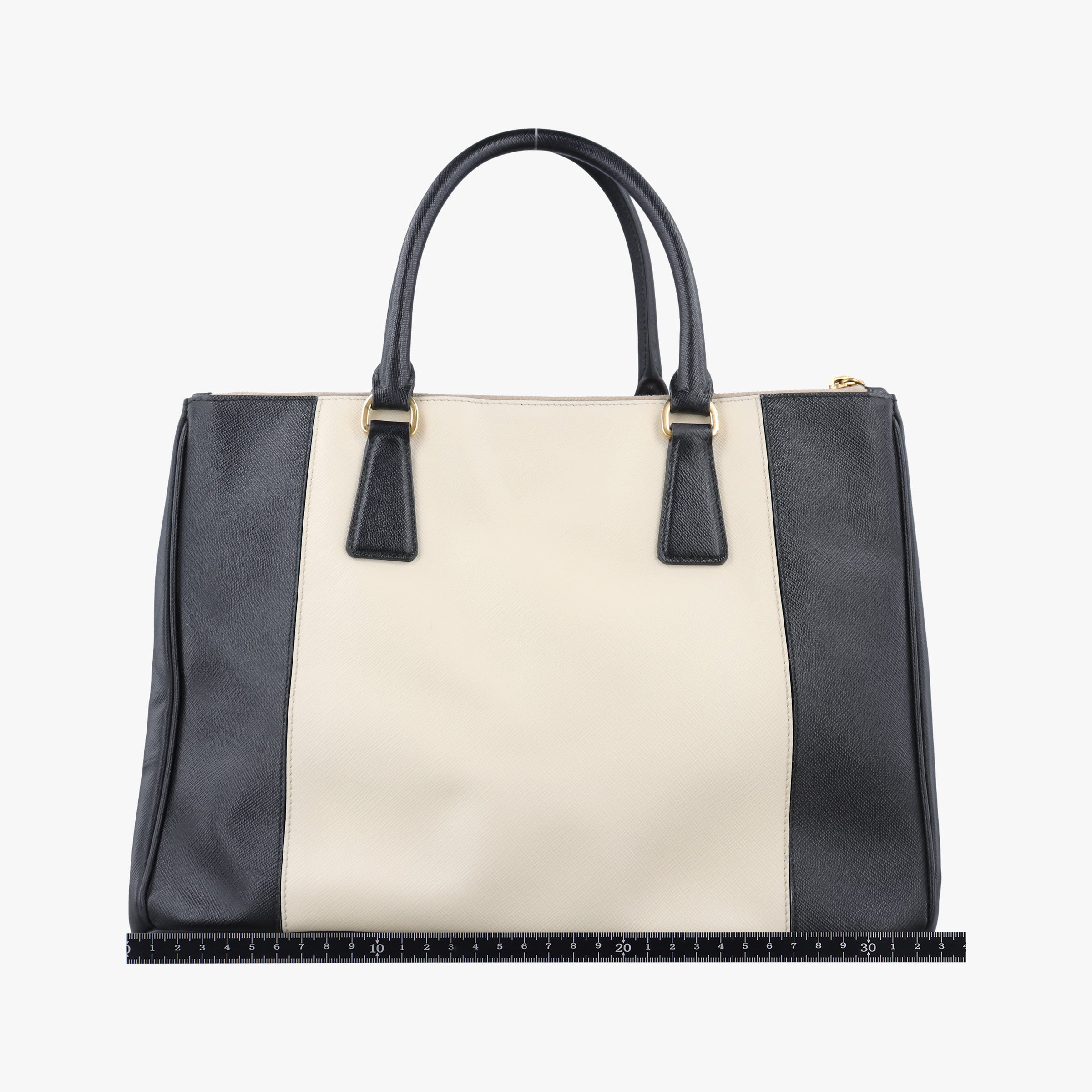Pre-owned Prada Galleria Ivory × Black SAFFIANO Leather B2274C handbag | stylenewstar