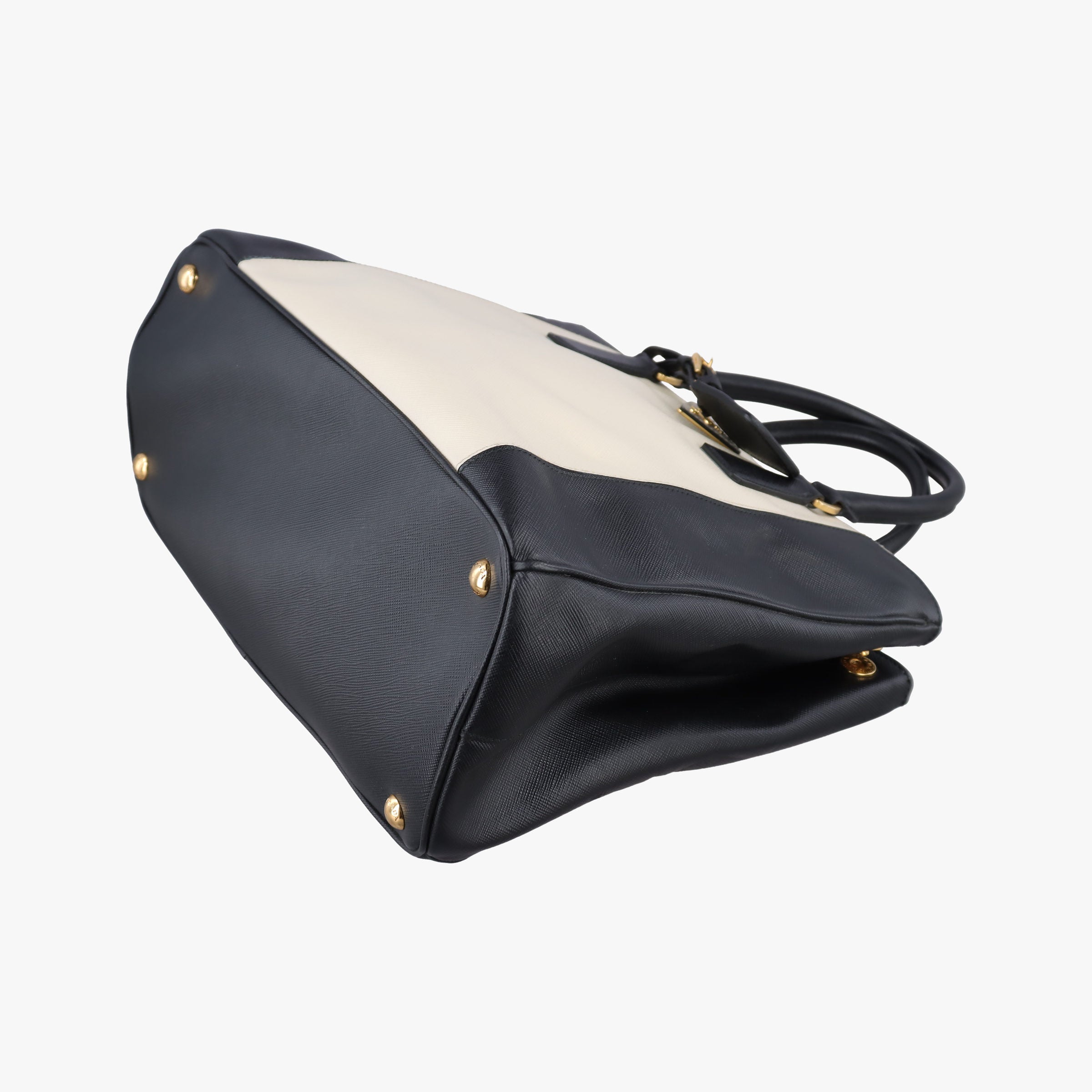 Pre-owned Prada Galleria Ivory × Black SAFFIANO Leather B2274C handbag | stylenewstar