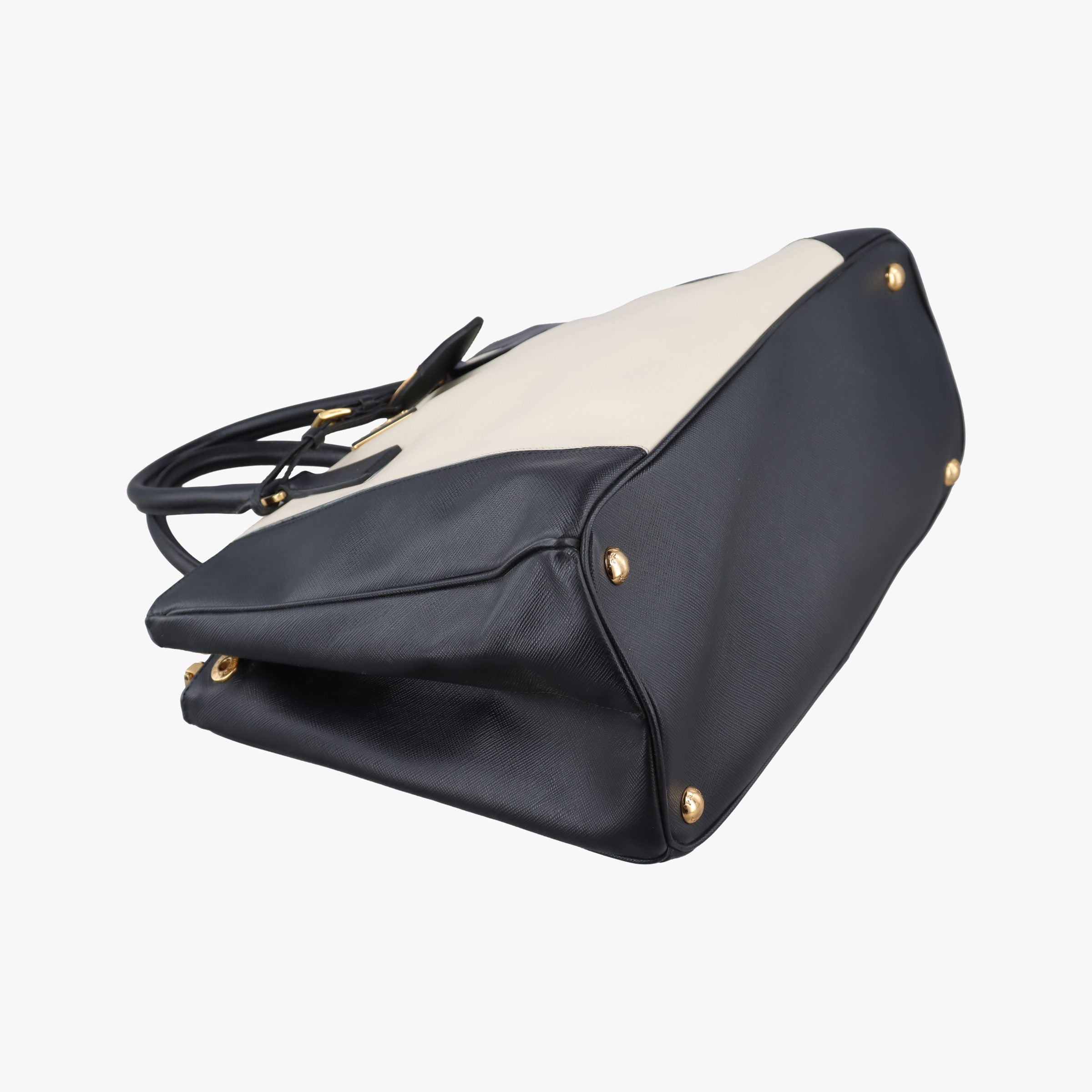 Pre-owned Prada Galleria Ivory × Black SAFFIANO Leather B2274C handbag | stylenewstar