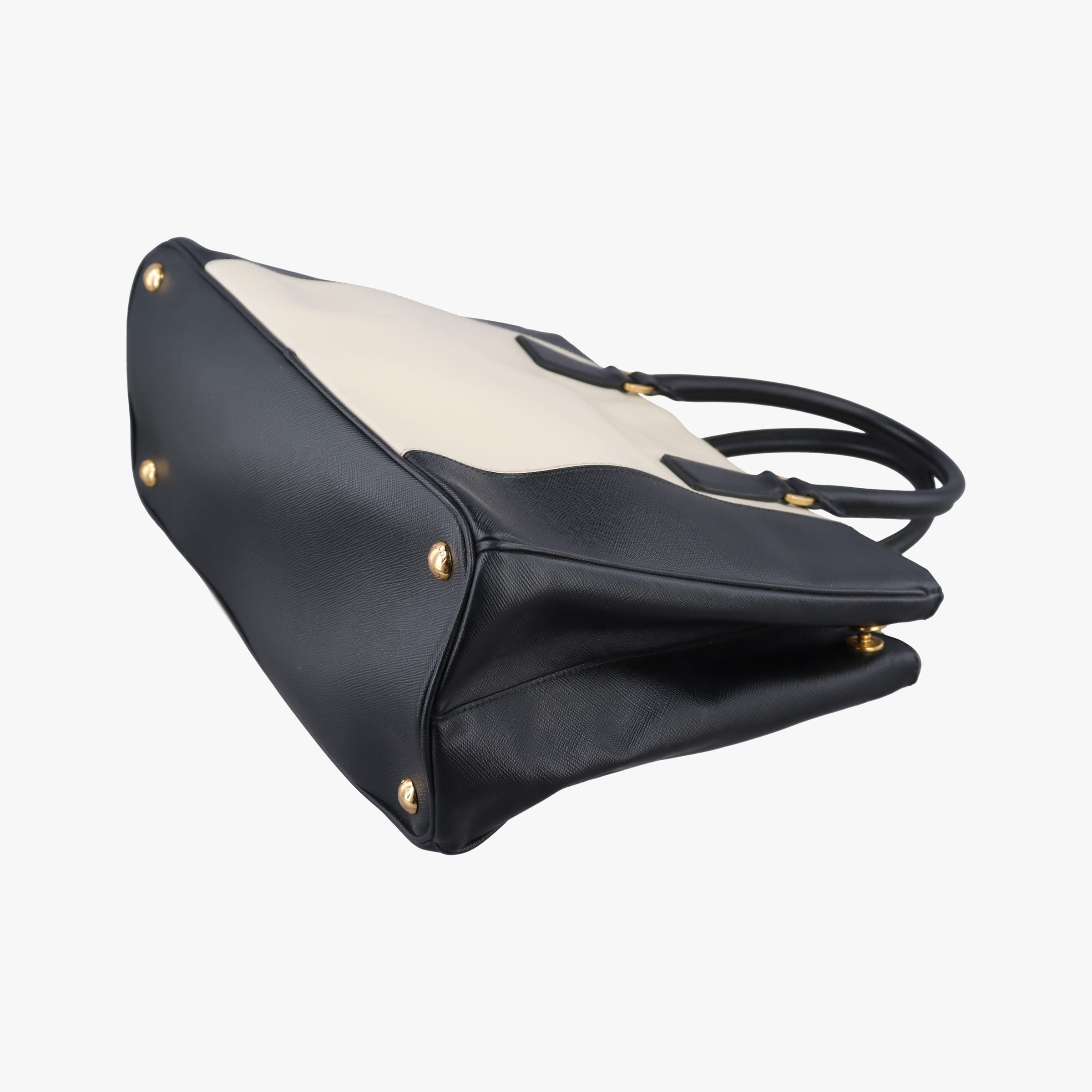 Pre-owned Prada Galleria Ivory × Black SAFFIANO Leather B2274C handbag | stylenewstar