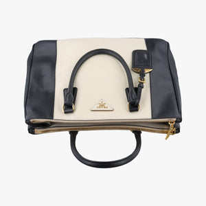 Pre-owned Prada Galleria Ivory × Black SAFFIANO Leather B2274C handbag | stylenewstar