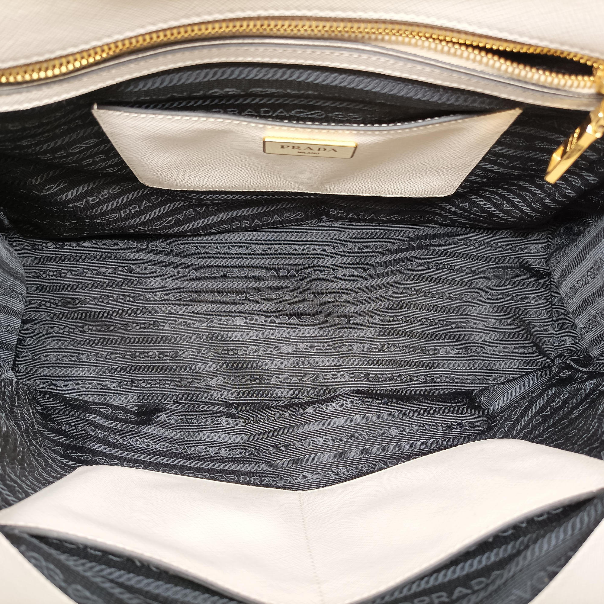 Pre-owned Prada Galleria Ivory × Black SAFFIANO Leather B2274C handbag | stylenewstar