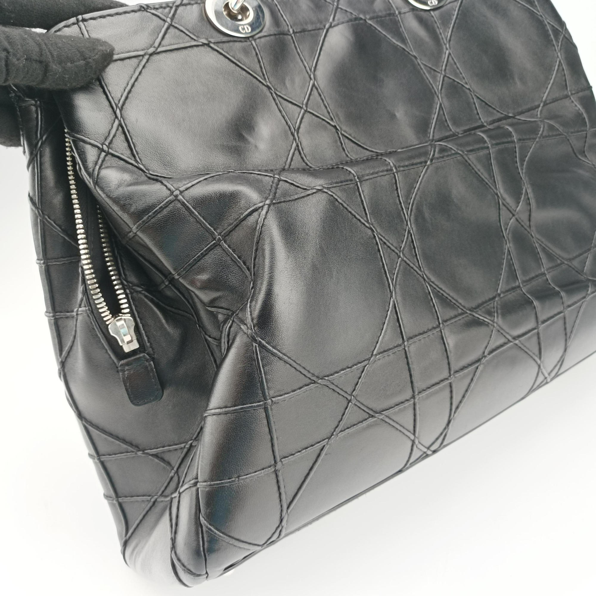 Pre-owned Christian Dior Cannage Soft Shopping Black lambskin  shoulderbag | stylenewstar