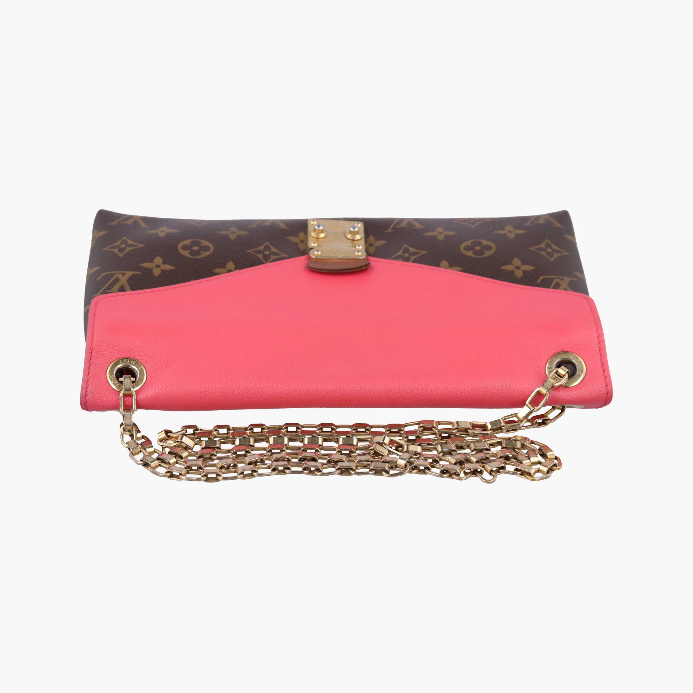 Vintage Louis Vuitton PALLAS Chain Brown×Poppy Petal Monogram Canvas×calf leather M41741 shoulderbag | stylenewstar