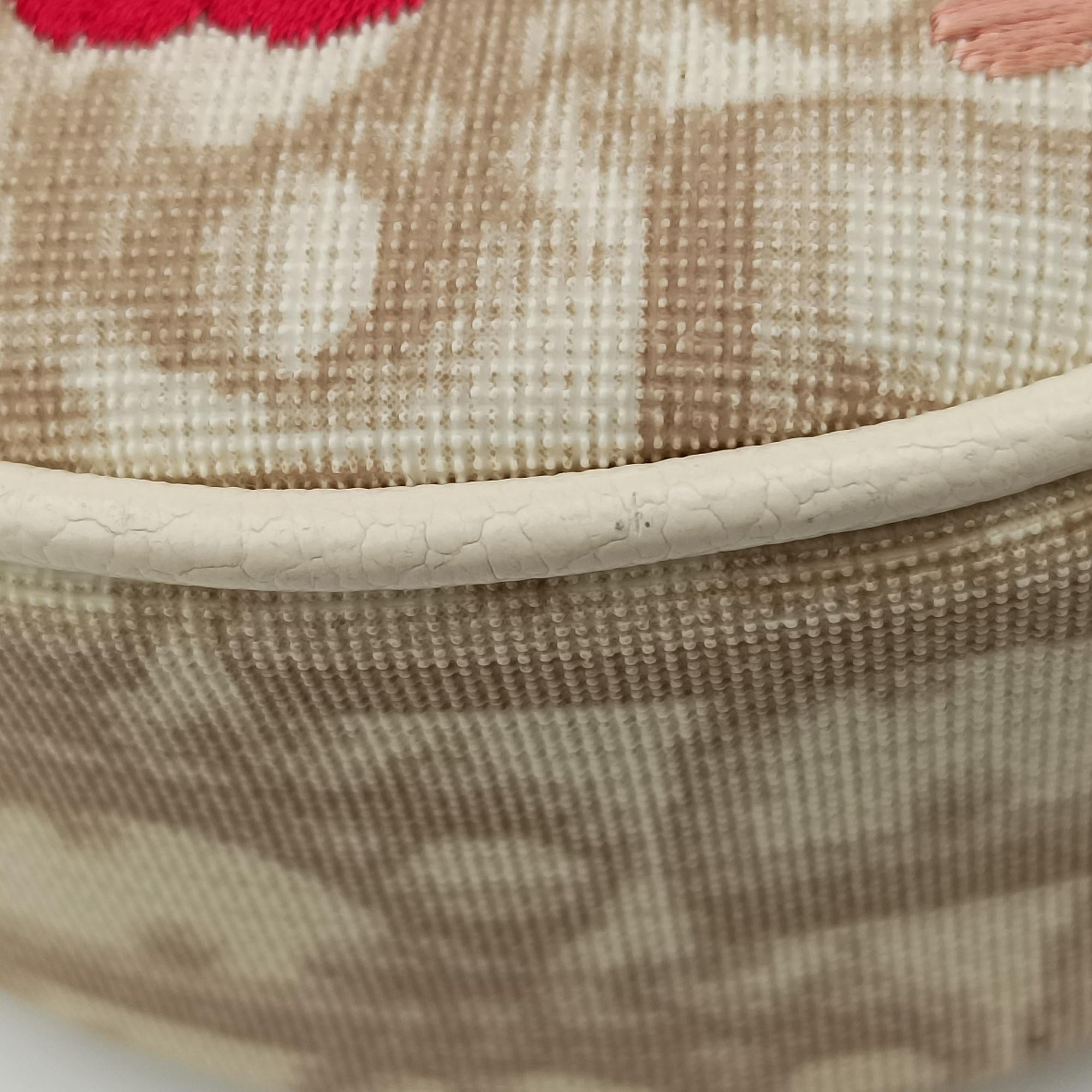 Pre-owned Christian Dior Saddle Beige PVC Coated Canvas Floral Embroidery  handbag | stylenewstar