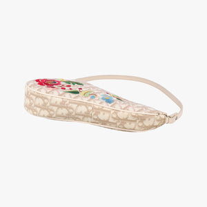 Pre-owned Christian Dior Saddle Beige PVC Coated Canvas Floral Embroidery  handbag | stylenewstar